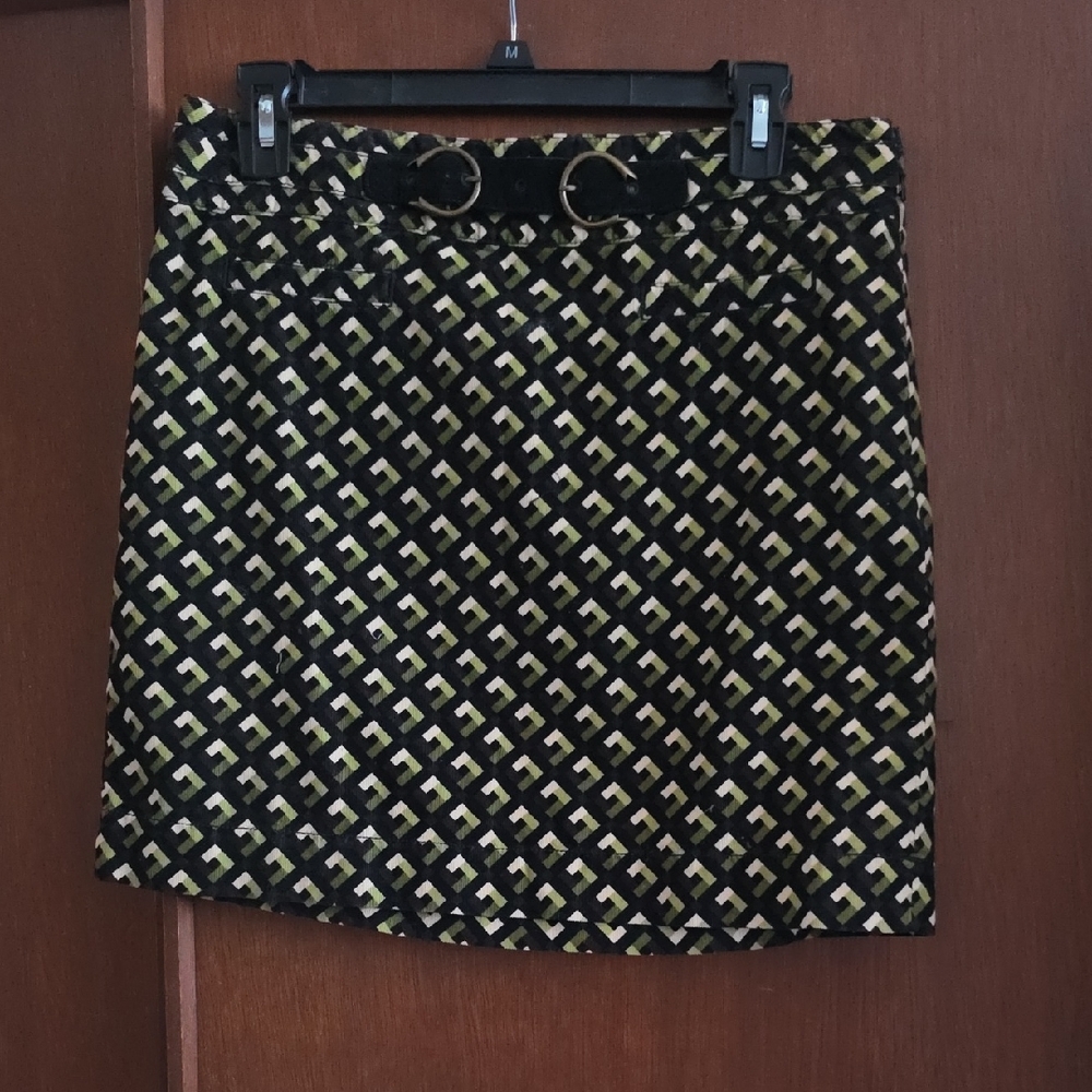 Ann Taylor LOFTStylish Black/Green Corduroy Skirt Sz 4